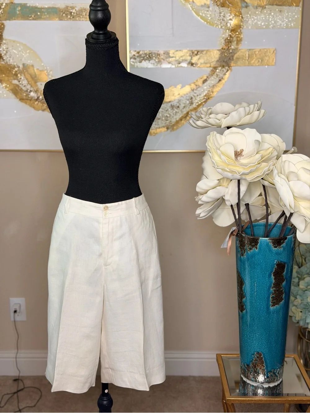 Ralph Lauren Cream Linen Bermuda Shorts